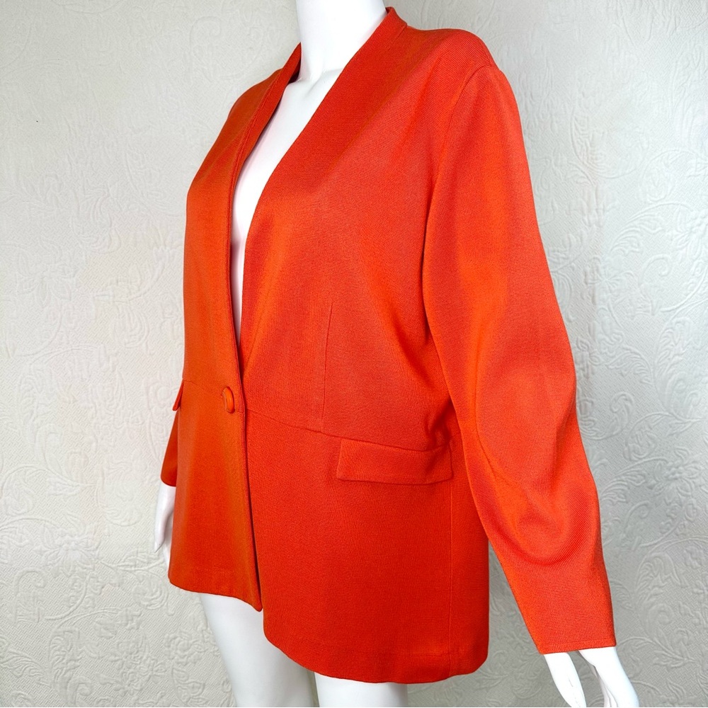 Misook 1x Orange Single-Button Collarless Blazer … - image 7